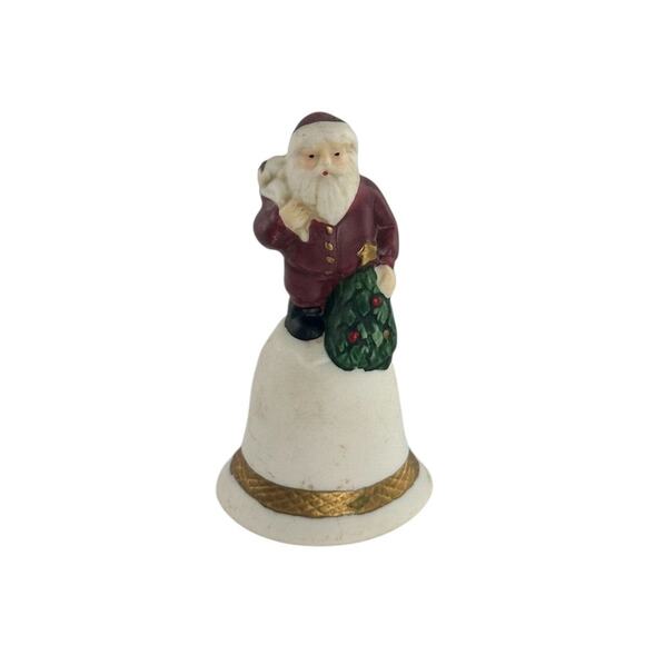 Vintage Miniature Porcelain Santa Bell By Russ Berrie Christmas Decor - Picture 13 of 16